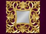 Złote lustro w ozdobnej ramie 76x76