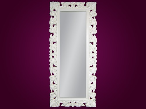 Duże lustro w białej ozdobnej ramie 80x190