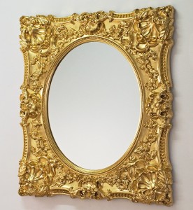 Owalne lustro kryształowe z cudowną złotą ramą  100x120