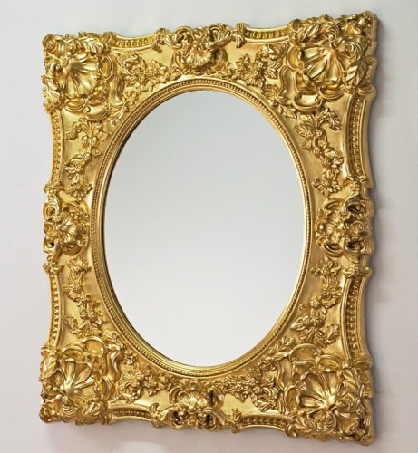 Owalne lustro kryształowe z cudowną złotą ramą 100x120