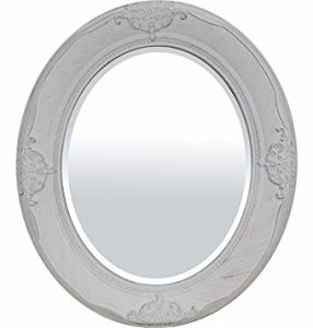 Lustro białe z owalną ramą przecieraną 56x66