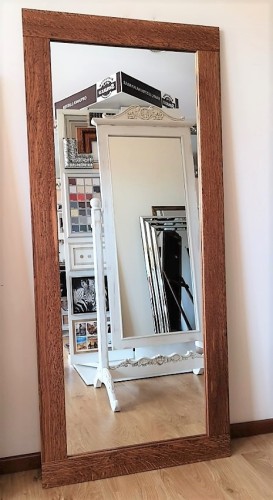 Lustro do przedpokoju z ramą dębową teak natur 180x80