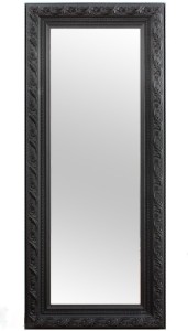 Krysztalowe lustro w zdobionej czarnej ramie 140x60