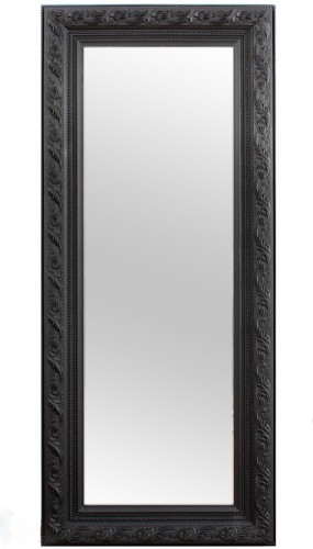Krysztalowe lustro w zdobionej czarnej ramie 140x60 