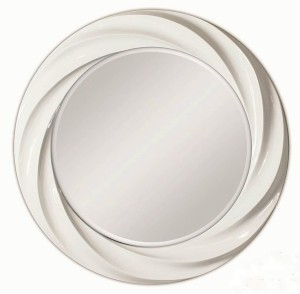 Okrągłe lustro z białą dekoracyjną ramą 80x80