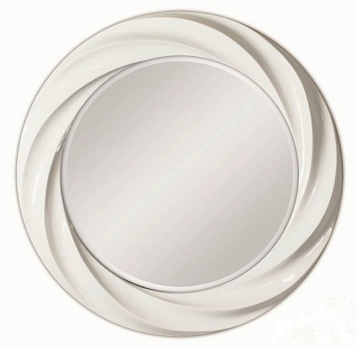 Okrągłe lustro z białą dekoracyjną ramą 80x80