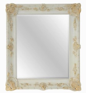 Lustro z fazą i stylową białą ramą 69x79