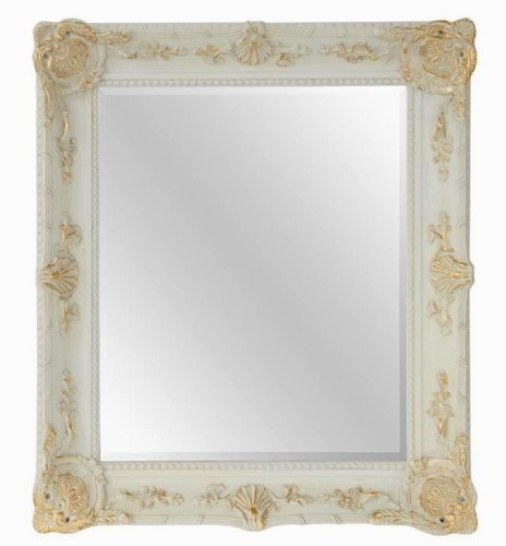 Lustro z fazą i stylową białą ramą 69x79