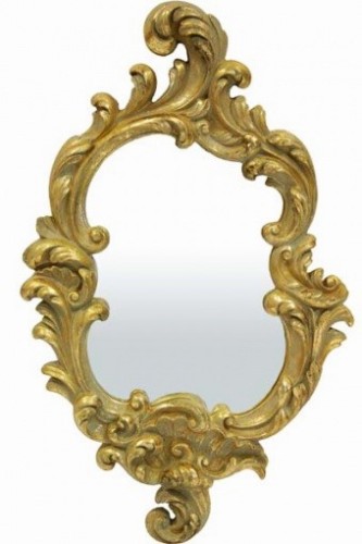 Śliczne niewielkie lustro z barokową złotą ramą 39x24