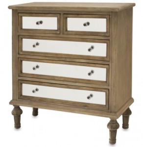 Urocza komoda drewniana z lustrzanymi szufladami  90x80x36