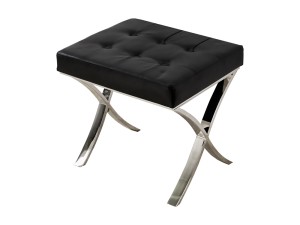 Siedzisko, podnóżek czarna skóra ekologiczna