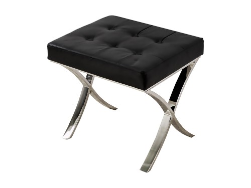 Siedzisko, podnóżek czarna skóra ekologiczna