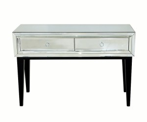 Lustrzana konsola- biurko z czarnymi drewnianymi nogami 