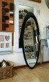 Designerskie lustro owalne CZARNO SREBRNE