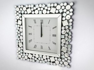 Zegar ścienny lustrzany z kryształkami 50x50