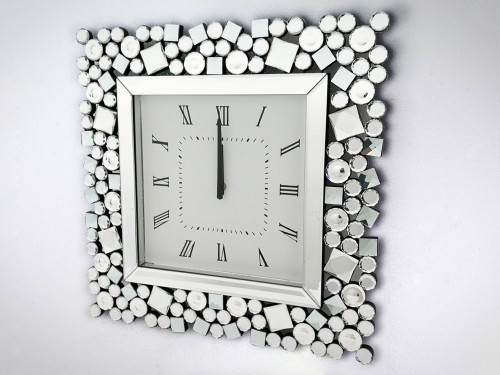 Zegar lustrzany z kryształkami 50x50