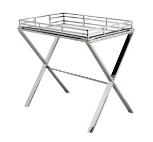 Nowoczesny stolik lustrzany na podstawie ze stali nierdzewnej