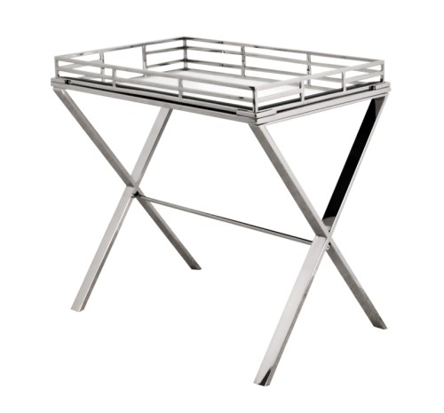 Nowoczesny stolik lustrzany na podstawie ze stali nierdzewnej