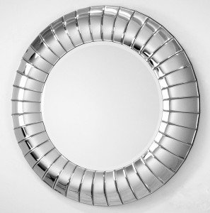 Okrągłe kryształowe lustro z ramą lustrzaną wypukłą 80x80