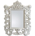 Białe perłowe lustro z ażurową ramą 87x112
