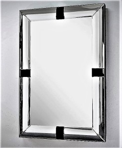 Lustro z ramą giętą lustrzaną i czarnymi elementami 120x80