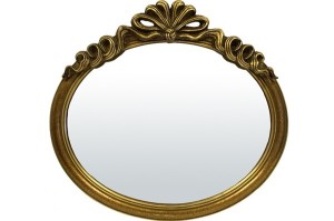 Ozdobne owalne lustro z ramą stare złoto 53x57