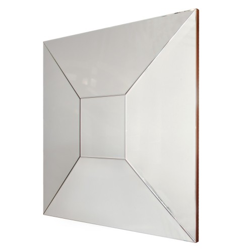 Designerskie lustro z drewna i szkła 100x100