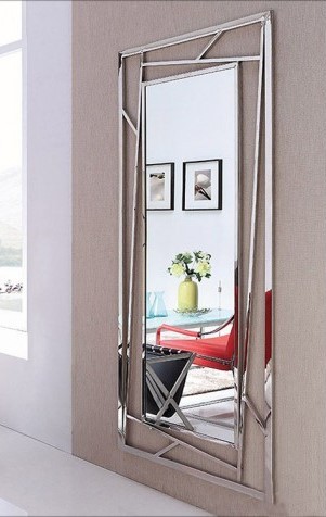 Nietuzinkowe duże lustro w ramie ze stali nierdzewnej 185x180 