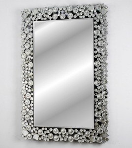 Prostokątne lustro w ramie kryształowej 60x90