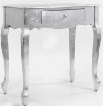 Srebrna stylowa konsola z szufladką 74x73x40