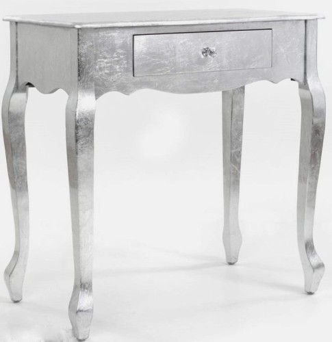 Srebrna stylowa konsola z szufladką 74x73x40